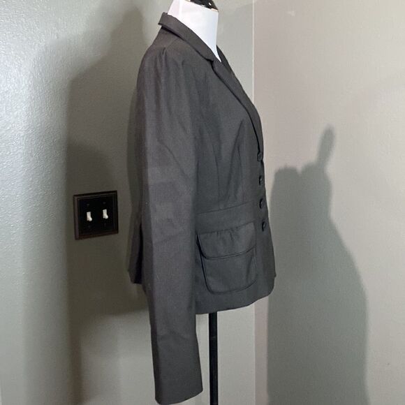 Halogen Black and Brown Small Houndstooth Print Blazer Jacket Stretch - Picture 6 of 13